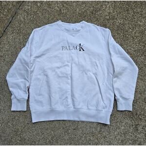 Y2k Palace Skateboards x Calvin Klein CK1 Crewneck Sweatshirt White Sz XL